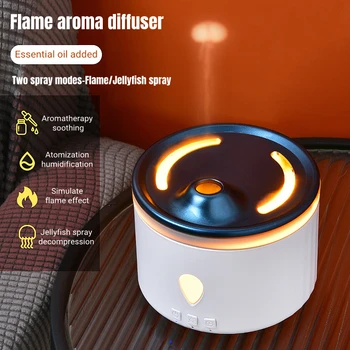 Диффузор ароматических эфирных масел Xaomi Jellyfish Flame, ультразвуковой USB-увлажнитель воздуха со светодиодной лампой, диффузор ароматов для домашней комнаты