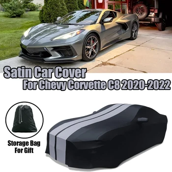Для Chevrolet Corvette C8 2020-2022 Stingray Внутреннее полное покрытие автомобиля атласное, защищенное от пыли, ультрафиолета, царапин, стрейч, черный, серый, Красный