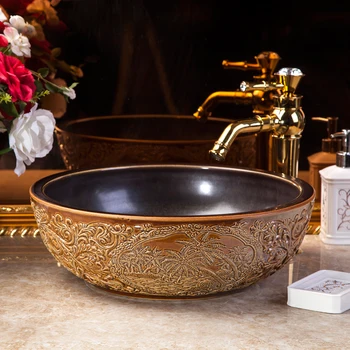 Керамическая картина Лотос Фарфоровая картина ручной работы умывальник для ванной комнаты раковины для посуды столешница китайская чаша раковина