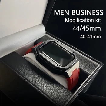 Металлический Корпус для Apple Watch Браслет 44 мм 45 мм Ремешок Силиконовый Ремень для Iwatch 6 SE 7 5 Ремешок из нержавеющей Стали Бизнес 40 мм 41 мм