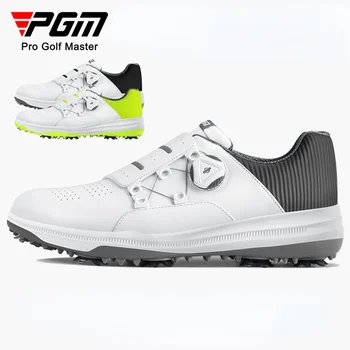 Мужская обувь для гольфа PGM, кожаная водонепроницаемая мужская обувь, Вращающиеся шнурки, противоскользящая спортивная обувь, Подарочные шипы для обуви, Заводская отгрузка