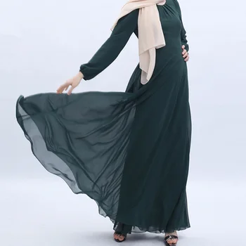 Мусульманское женское шифоновое летнее платье в Рамадан, Арабский однотонный Хиджаб, Абайи для женщин, Длинное платье большого размера, Африканская одежда, Новинка