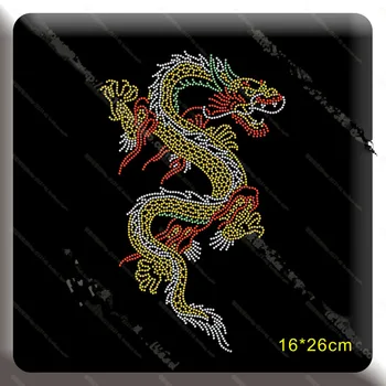Наклейка с китайским драконом, горячая фиксация, стразовый мотив, утюг на кристалле, дизайн, утюг на одежде, платье