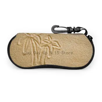 Нарисованные ладони на песчаном пляже, мягкая сумка для солнцезащитных очков для женщин, изготовленный на заказ футляр для очков, легкий портативный мягкий чехол из неопрена на молнии...