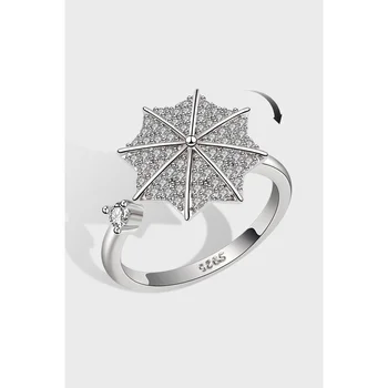 Новая мода личность S925 стерлингового серебра Маленький зонтик циркон кольцо, женственные и универсальные ювелирные изделия