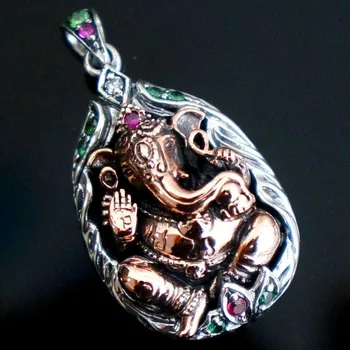 Новый s925 из чистого серебра в этническом стиле ретро, благоприятный Будда, тайский серебряный лотос, хобот слона, Будда, подвеска для мужчин и женщин