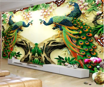Новый китайский стиль Феникс ТВ фон диван настенное украшение фреска на заказ любого размера 3D гостиничный инструмент фон обои papel