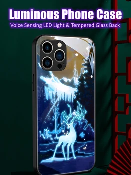 Олень Светодиодный Светящийся Чехол для Телефона из закаленного Стекла с Рамкой из ТПУ для OnePlus 6 6T 7 7t 8 8T 9 9R 10 Ace Nord CE N200 Pro