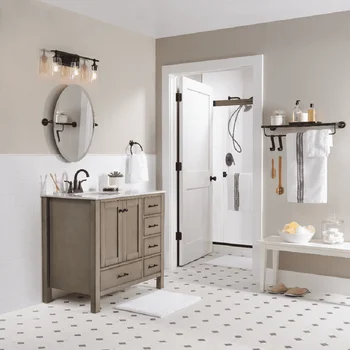 Потрясающий 3-световой туалетный столик Modern Homes & Gardens бронзового цвета шириной 5,94 дюйма для спален, ванных комнат, коридоров и т.д.