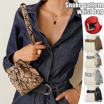 Поясная сумка со средневековым змеиным узором и поясом, женская сумочка для монет из искусственной кожи в стиле Ретро со змеиным узором, плечевой ремень, диагональные сумки через плечо
