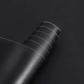 Самоклеящаяся съемная виниловая матовая черная контактная бумага, отклеивающиеся обои, водостойкая и маслостойкая наклейка на стену для дома