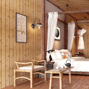 Современные минималистичные новые китайские обои с древесным зерном, оригинальные обои из деревянных досок, гостиная, мансардный потолок, магазин одежды