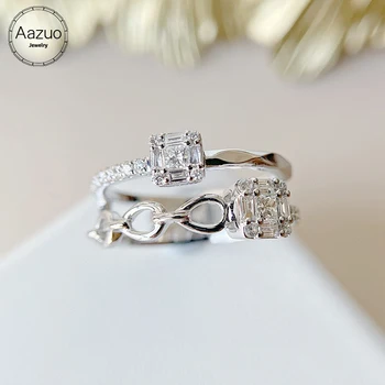 Стиль Aazuo INS из 18-каратного оригинального белого золота с настоящими бриллиантами, Модное кольцо с замком-цепочкой для Женщин, Обручальное кольцо для выпускного вечера, горячая распродажа