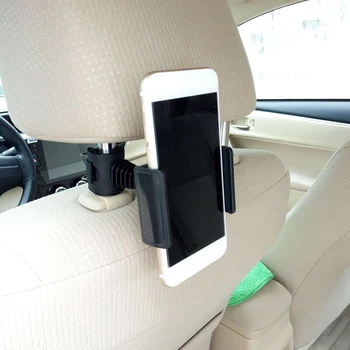 Универсальный Держатель подголовника для спинки автомобильного сиденья, кронштейн для телефона, поворотный на 360 градусов, черный держатель для крепления в автомобиле
