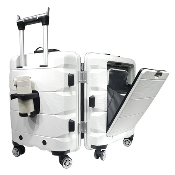 Чемодан на колесиках с жестким корпусом и спиннером для багажа с открывающимся спереди держателем для мобильного телефона для ноутбука 20 дюймов